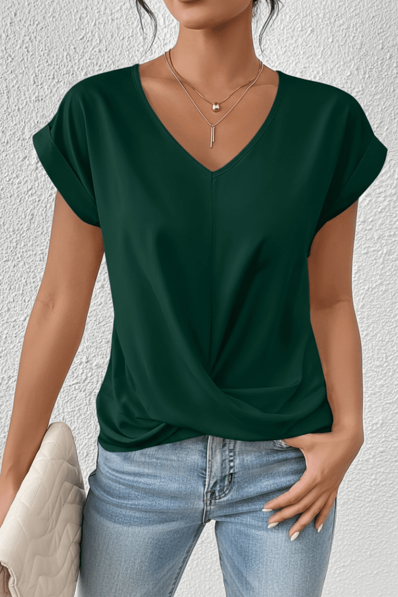 Heidi Fashion - Versatile V-Neck Top in High-Quality Fabric for Effortless Elegance 0