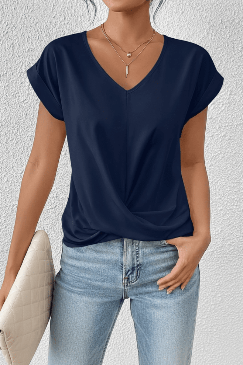 Heidi Fashion - Versatile V-Neck Top in High-Quality Fabric for Effortless Elegance 1