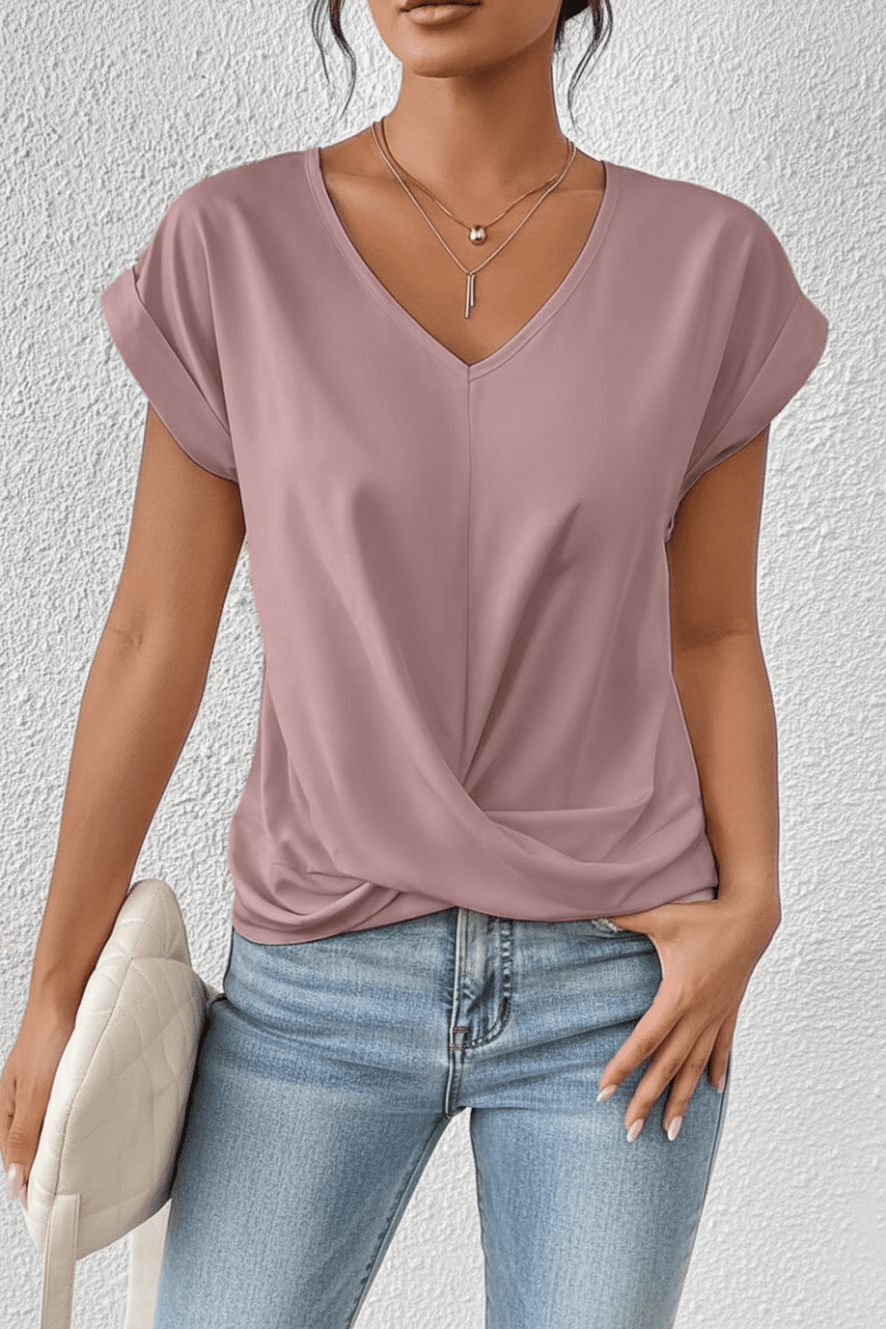 Heidi Fashion - Versatile V-Neck Top in High-Quality Fabric for Effortless Elegance 3