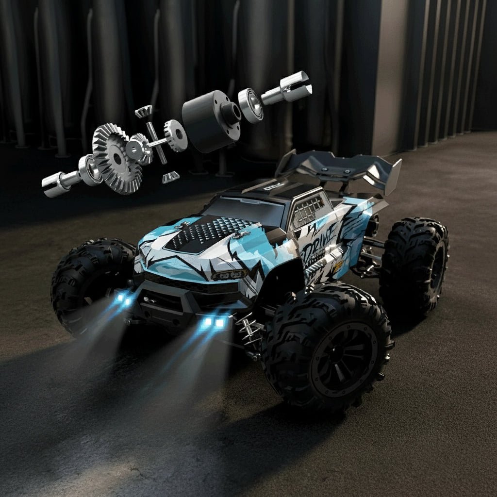 High-Speed 1:16 4WD RC Car - Off-Road Remote Control Monster Truck with LED Lights, 70KM/H 4