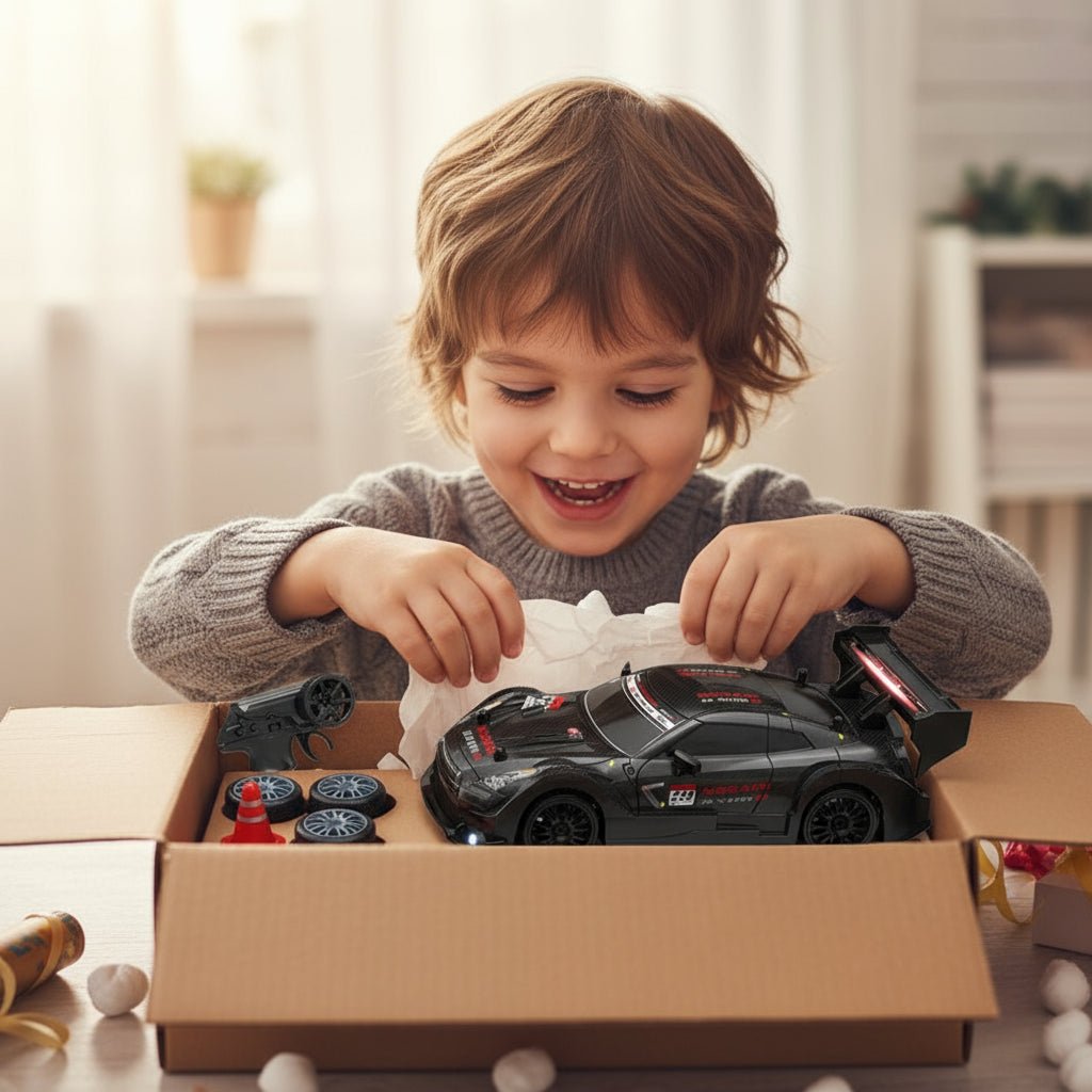 High-Speed 1:24 4WD RC Drift Car with LED Lights & Replaceable Tires 0