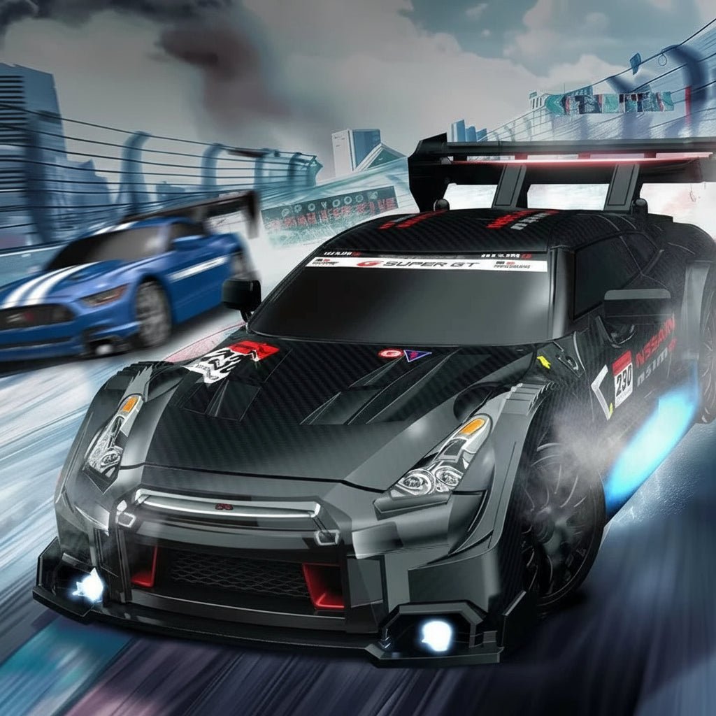 High-Speed 1:24 4WD RC Drift Car with LED Lights & Replaceable Tires 2