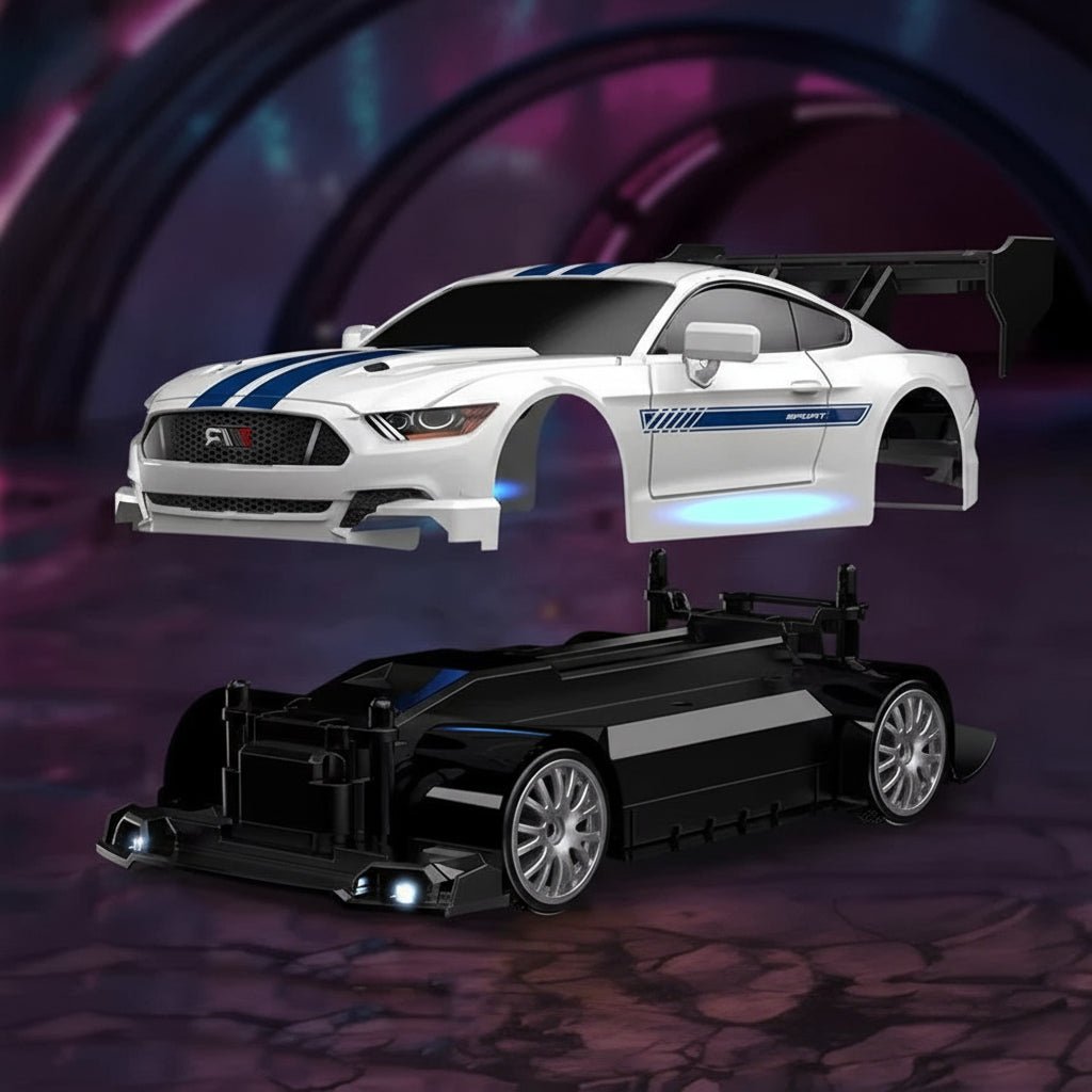 High-Speed 1:24 4WD RC Drift Car with LED Lights & Replaceable Tires 4