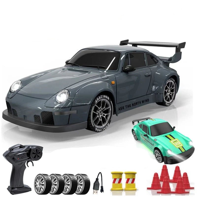 High-Speed 4WD RC Drift Car with LED Lights & Dual Tires for Kids 0