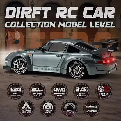 High-Speed 4WD RC Drift Car with LED Lights & Dual Tires for Kids 1