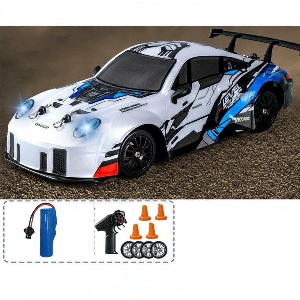 High-Speed 4WD RC Drift Car with LED Lights & Dual Tires for Kids 11