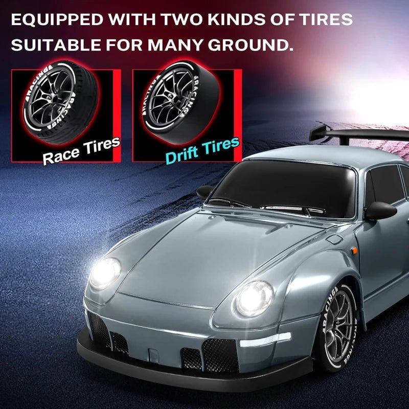 High-Speed 4WD RC Drift Car with LED Lights & Dual Tires for Kids 3