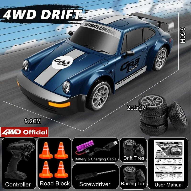 High-Speed 4WD RC Drift Car with LED Lights & Dual Tires for Kids 5