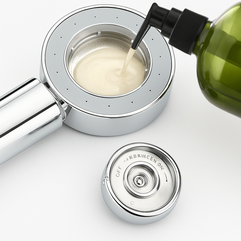 High Pressure Double-Sided Soap Dispensing Shower Head for Ultimate Clean 0