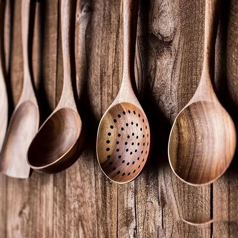 Sustainable Teak Kitchen Utensils Set - Ergonomic Spatula & Kitchenware Tools for Effortless Cooking 4