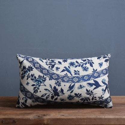 Imperial Blue - Traditional Chinese Porcelain Pattern Cushion Cover, Linen-Cotton Blend, 45x45cm & 30x50cm Options 5