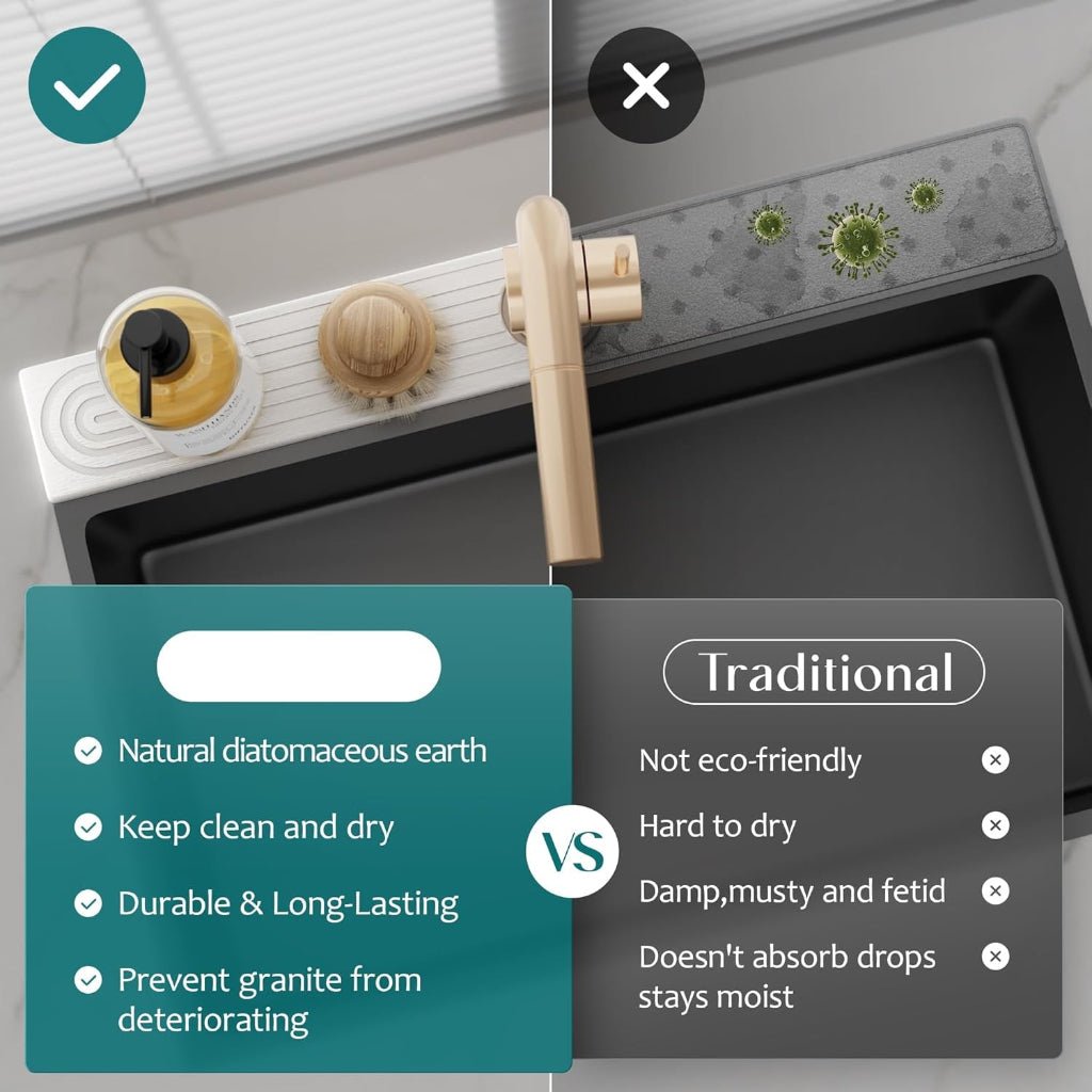 InstaDry - Ultra-Absorbent Diatomite Stone Drying Mat for Sink Area 5