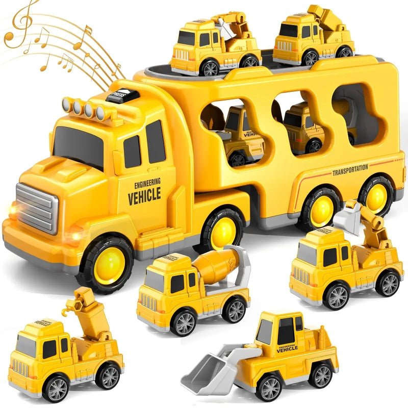 Interactive Light And Sound Transporter Toy With Fire And Construction Vehicles 0