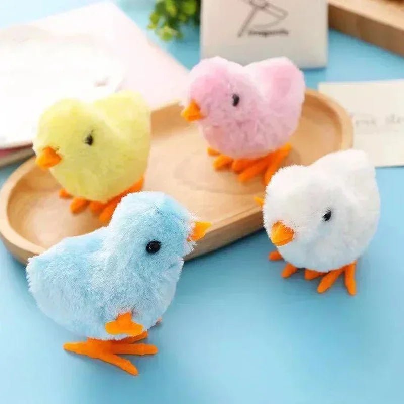 Interactive Plush Chicken Cat Toy - Wind-Up Jumping Chick for Playtime Fun 3