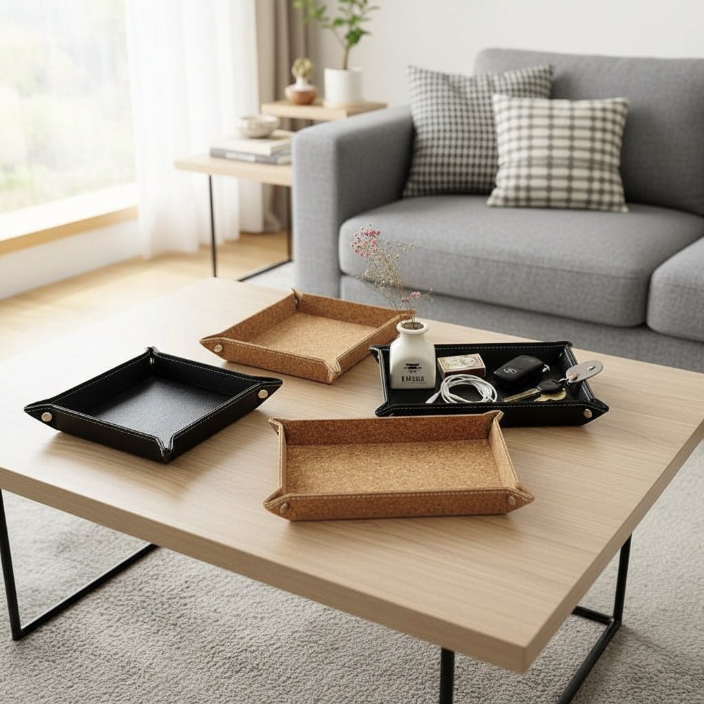 Japan Style Multi-Use Leather Storage Tray - Eco-Friendly & Elegant Design 1