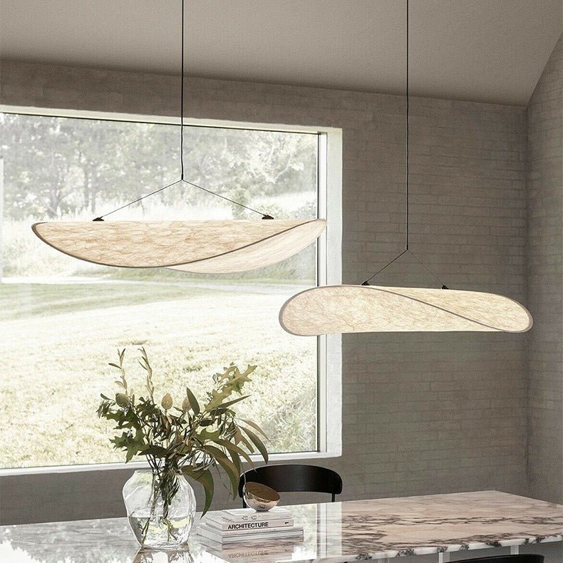 Japandi Style Hanging Lamp - Elegant Pendant Light with Silk Shade & LED 3