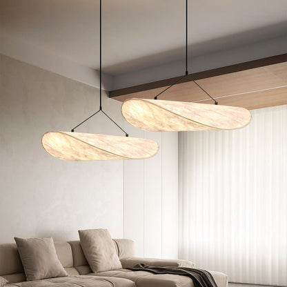 Japandi Style Hanging Lamp - Elegant Pendant Light with Silk Shade & LED 4