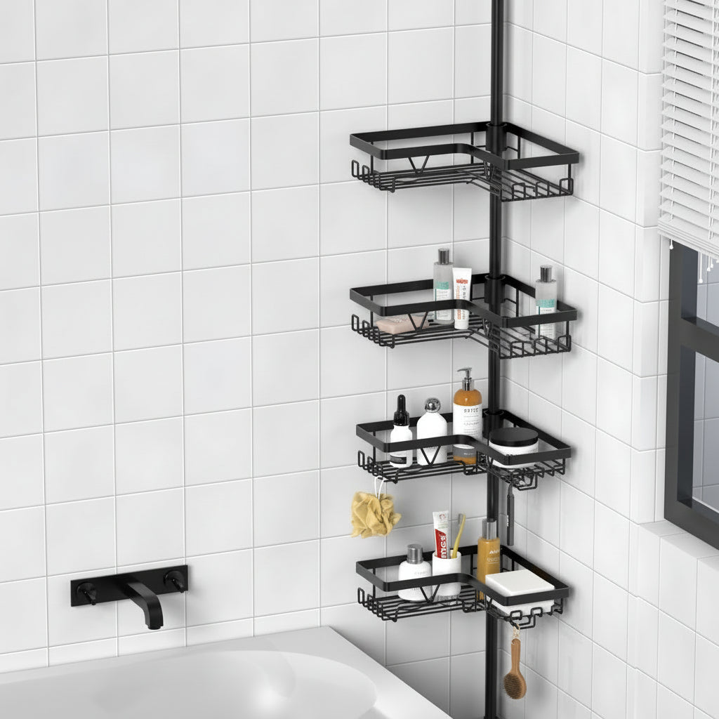 Kegii Adjustable Telescopic Shower Shelf - 4 Levels, Rust-Resistant 304 Stainless Steel 1