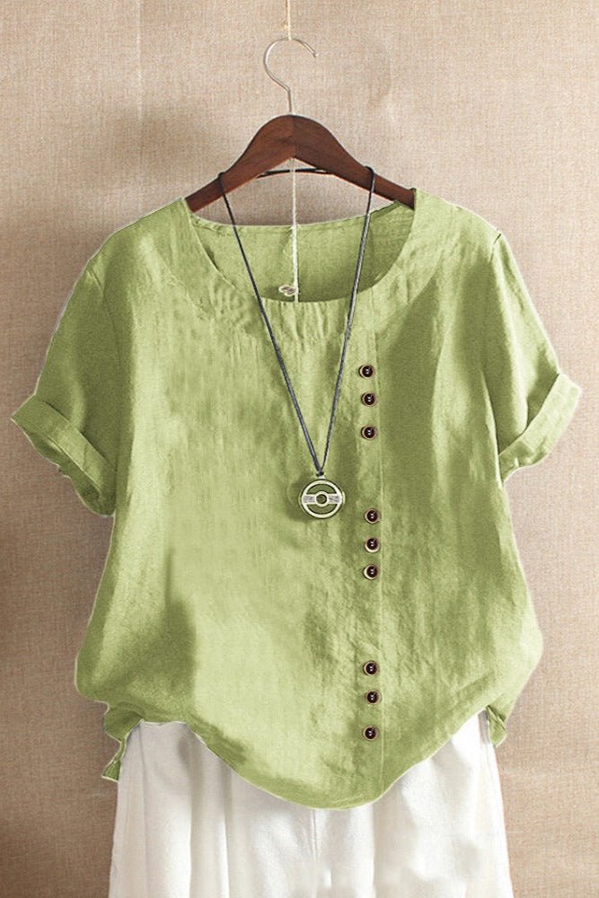 Kelly - Short-Sleeved Plain Blouse with Round Neckline for Effortless Style 8