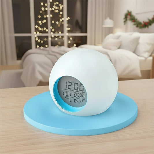 Kids Digital Alarm Clock 7 Color Night Light Snooze Temperature Detect Children Sleep Bedside Cute Wake Up Timer Alarm Clock 5