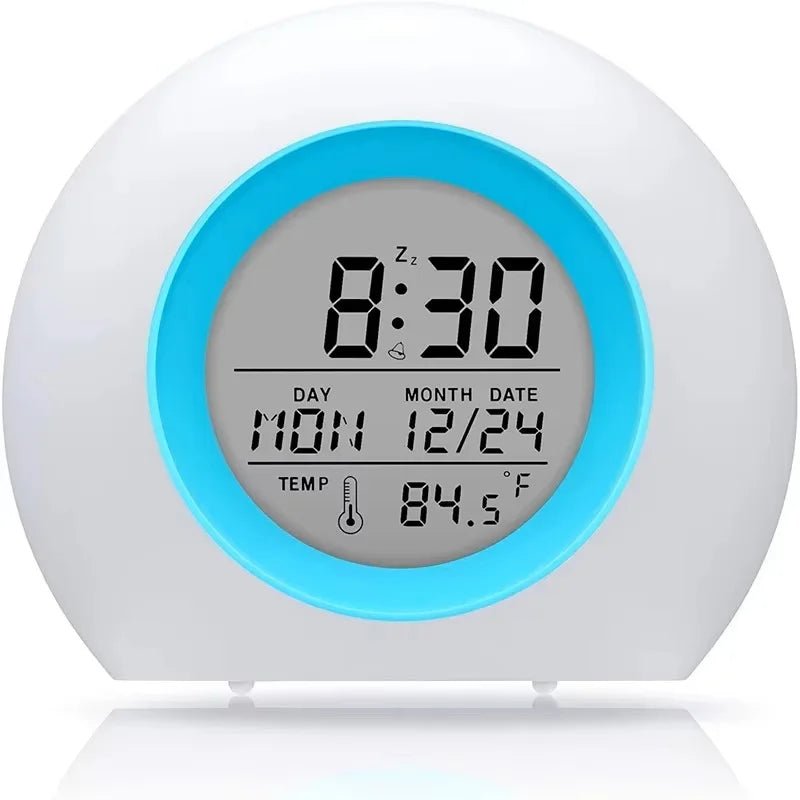 Kids Digital Alarm Clock 7 Color Night Light Snooze Temperature Detect Children Sleep Bedside Cute Wake Up Timer Alarm Clock 6