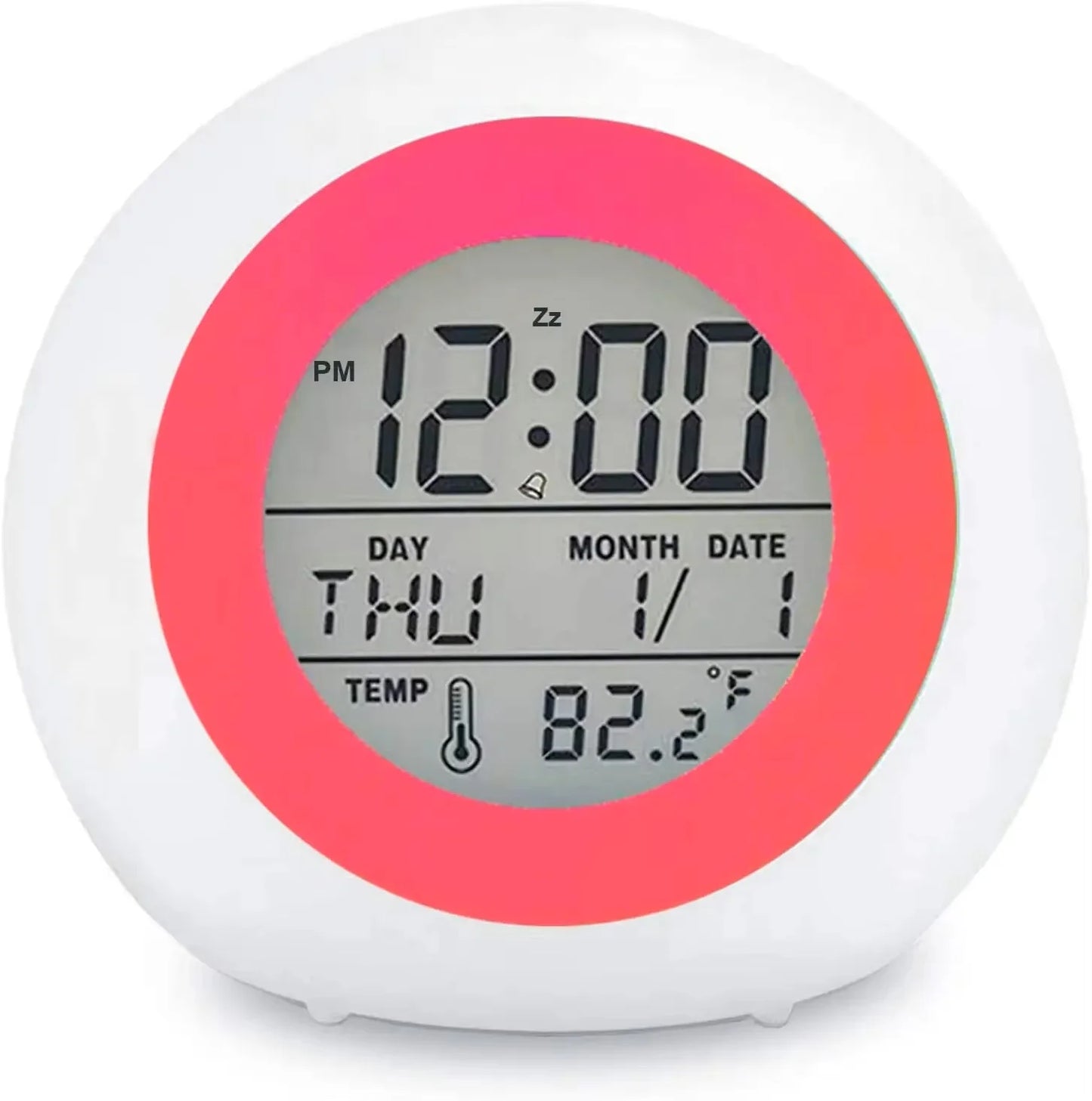 Kids Digital Alarm Clock 7 Color Night Light Snooze Temperature Detect Children Sleep Bedside Cute Wake Up Timer Alarm Clock 8