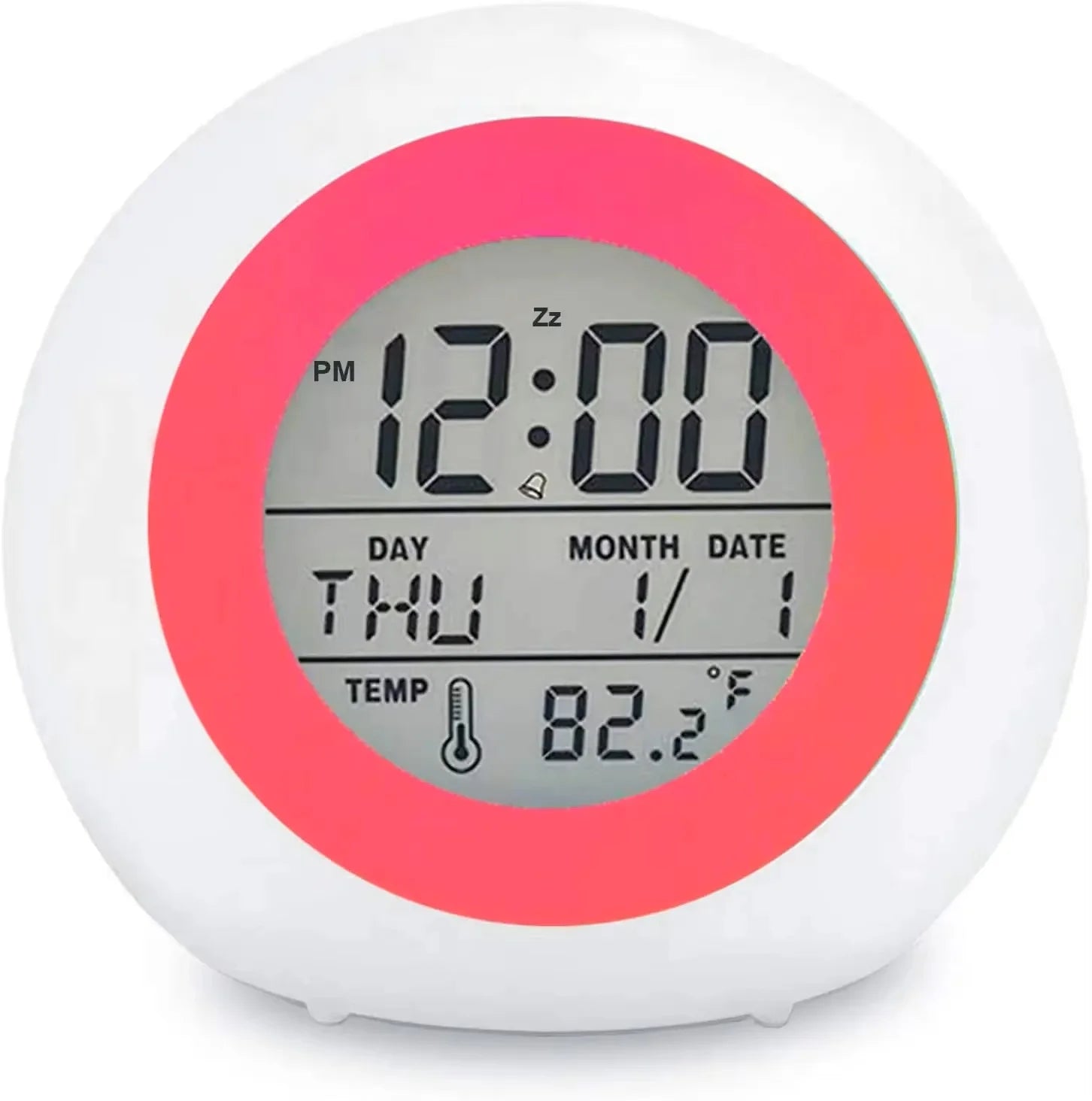Kids Digital Alarm Clock 7 Color Night Light Snooze Temperature Detect Children Sleep Bedside Cute Wake Up Timer Alarm Clock 8