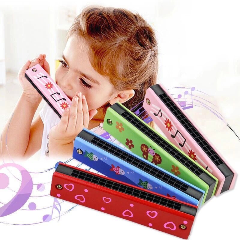 Kids Wooden Harmonica - Musical Instrument for Early Education and Fun 0