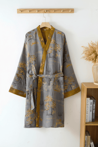 Kimono bathrobe cotton gauze retro unisex 3