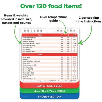 KitchenPro Magnetic Air Fryer Cooking Guide & Recipe Cheat Sheet for Quick Meal Prep 2