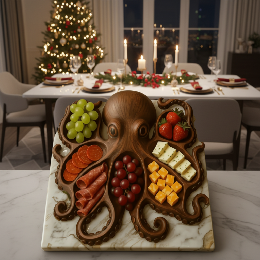 KrakenBoard - Rustic Octopus Charcuterie Board with Handcrafted Design 2