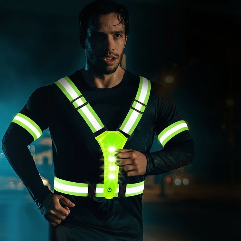 LED Safety Vest for Running & Cycling - Rechargeable High Visibility Light 0