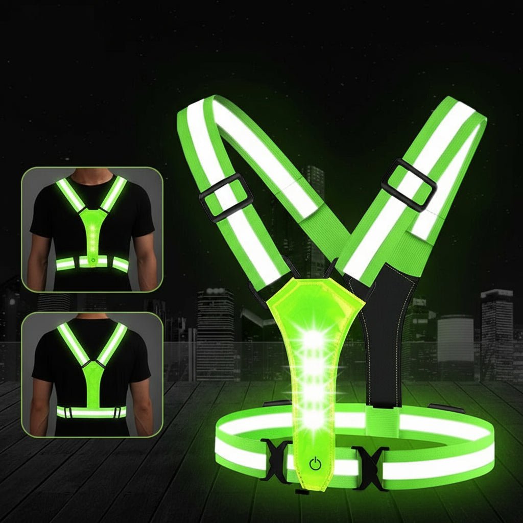 LED Safety Vest for Running & Cycling - Rechargeable High Visibility Light 1
