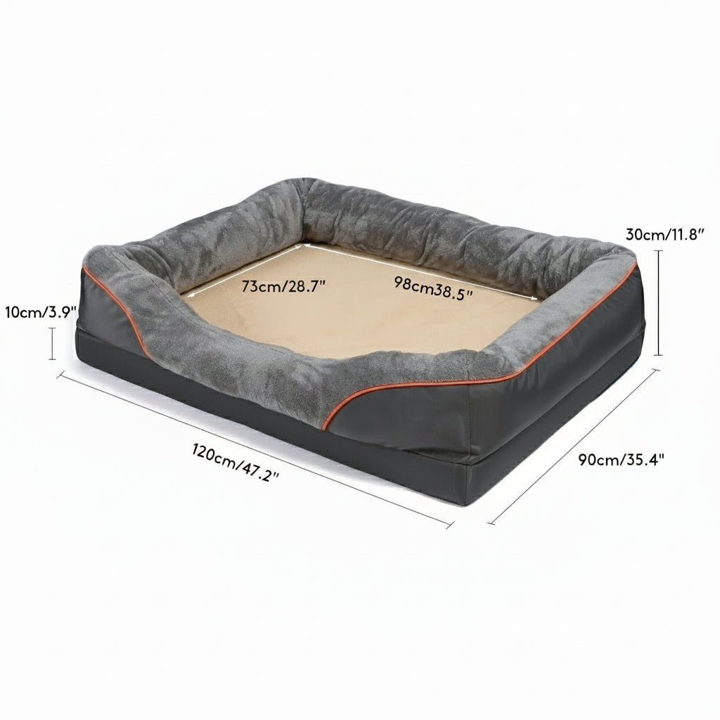 LEVAPET – Waterproof orthopedic dog bed with raised cushion & memory foam support 10