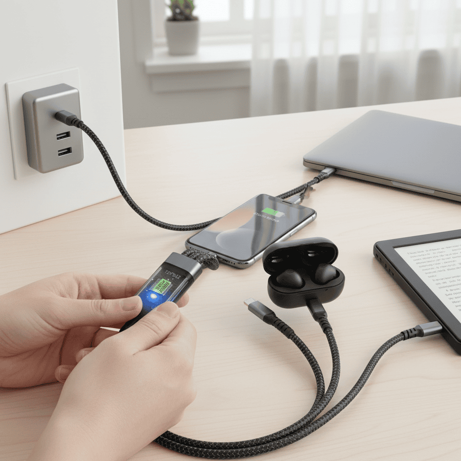 LIGHTLINK – Transparent 3-in-1 Super Fast Charging Cable with LED Glow 1