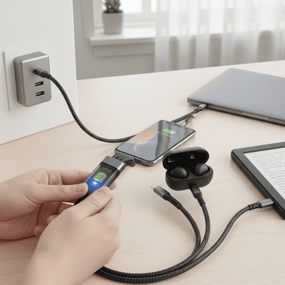 LIGHTLINK – Transparent 3-in-1 Super Fast Charging Cable with LED Glow 1