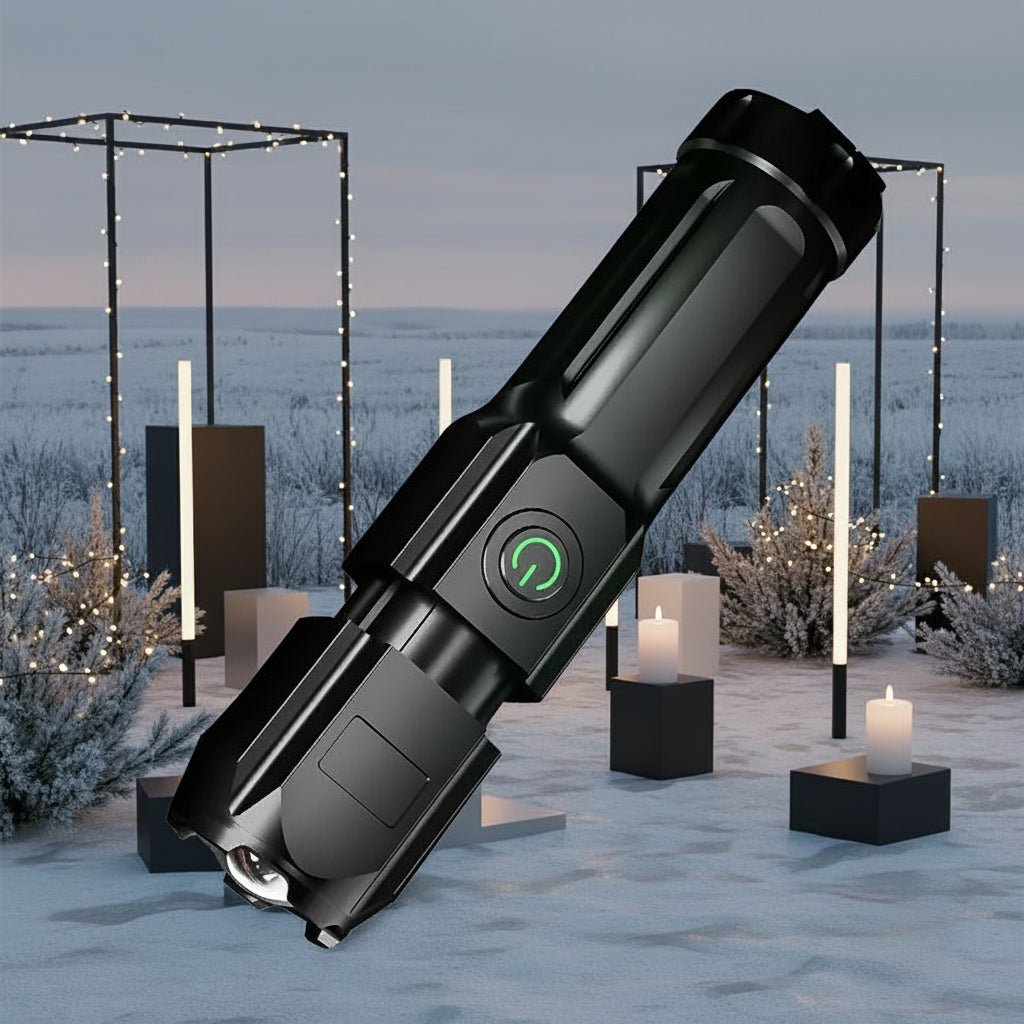 LUMATRON – Powerful LED flashlight with 100,000 lumens, USB charging & waterproof zoom design 2