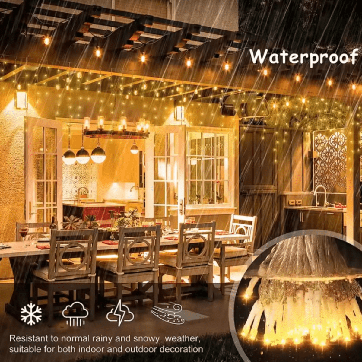 LUXORIA – LED garden curtain 4 × 0.6 m with weatherproof design 2