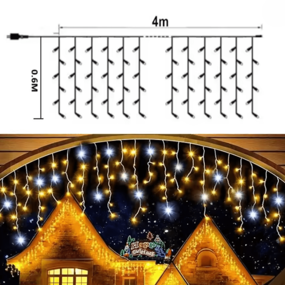 LUXORIA – LED garden curtain 4 × 0.6 m with weatherproof design 6