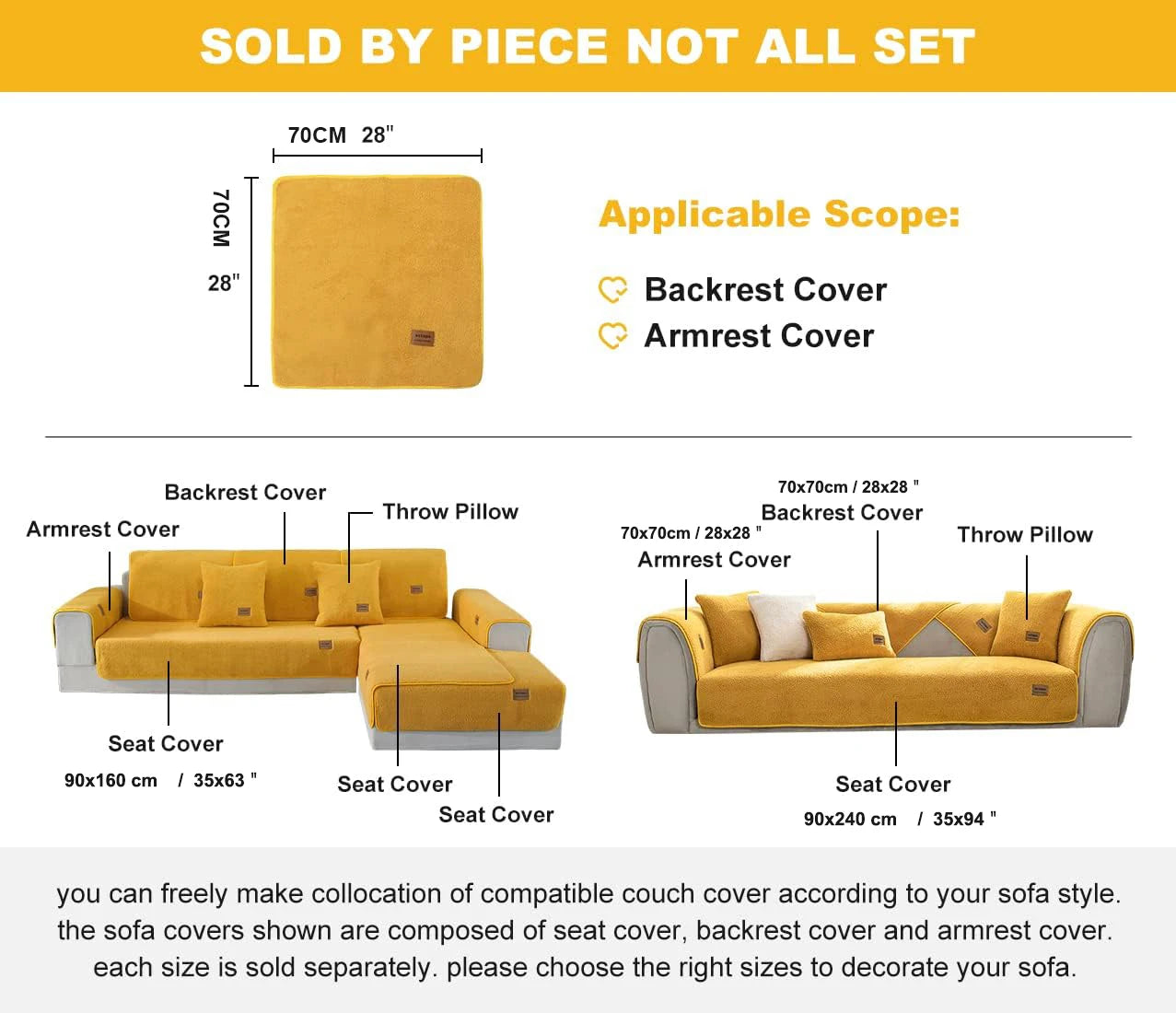 Lamb Wool Sofa Cover - Plush Soft Couch Cover for Ultimate Warmth and Protection 3