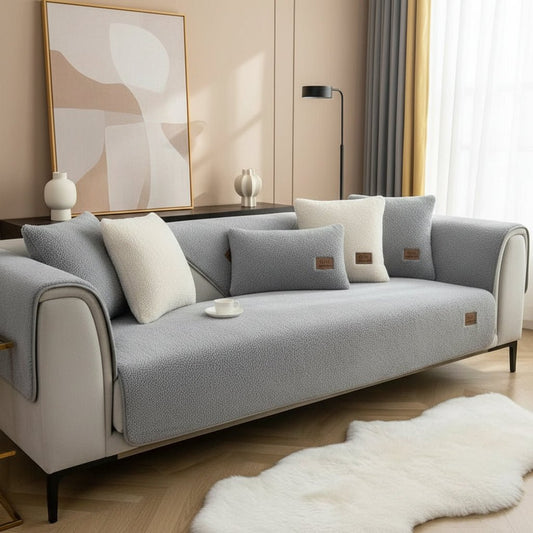 Lamb Wool Sofa Cover - Plush Soft Couch Cover for Ultimate Warmth and Protection 8