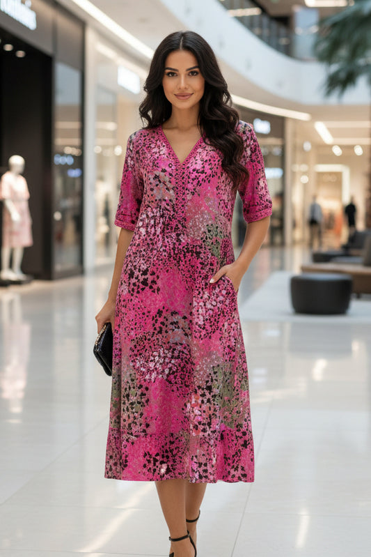 Lina - Elegant Midi Dress for Women, Flattering V-Neck for Weddings & Cocktail Events 3