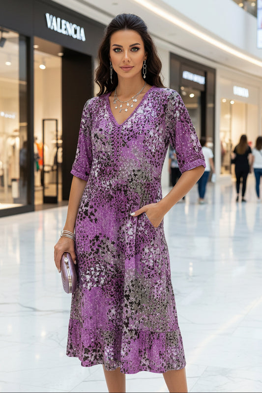 Lina - Elegant Midi Dress for Women, Flattering V-Neck for Weddings & Cocktail Events 4