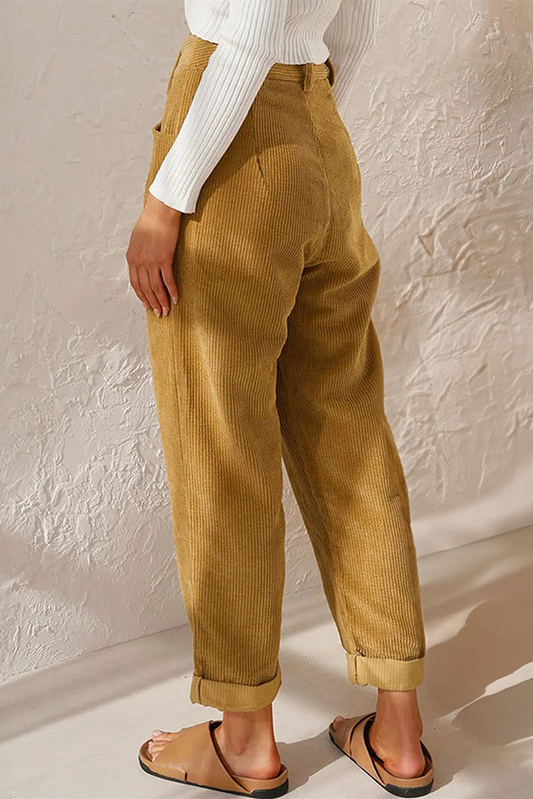 Lisette - Women's High Waist Wide Leg Corduroy Trousers for Casual Elegance 1