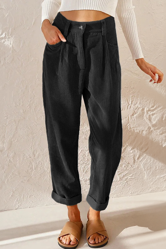 Lisette - Women's High Waist Wide Leg Corduroy Trousers for Casual Elegance 3