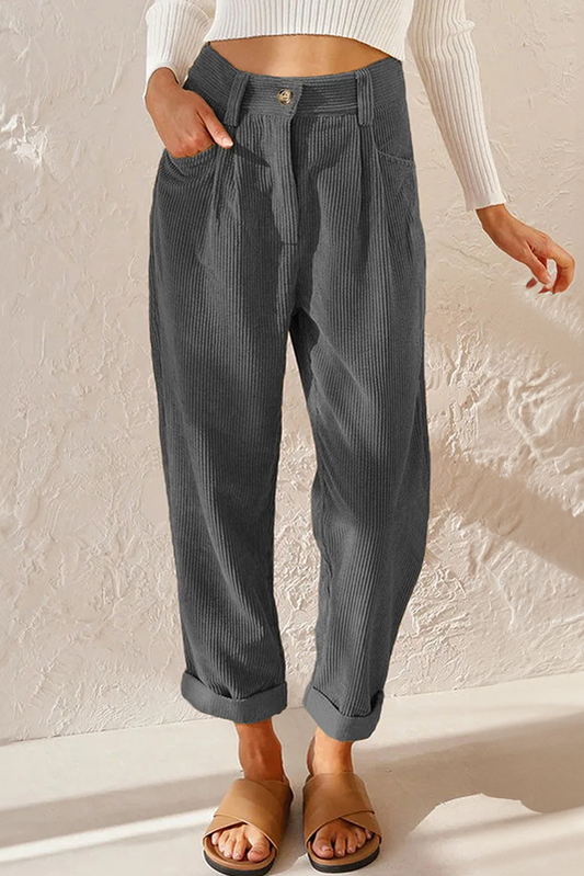 Lisette - Women's High Waist Wide Leg Corduroy Trousers for Casual Elegance 4