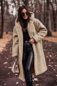 Long Women's Teddy Coat with Hood - Cozy Winter Outerwear for Comfort 0