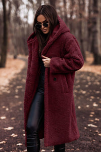 Long Women's Teddy Coat with Hood - Cozy Winter Outerwear for Comfort 6