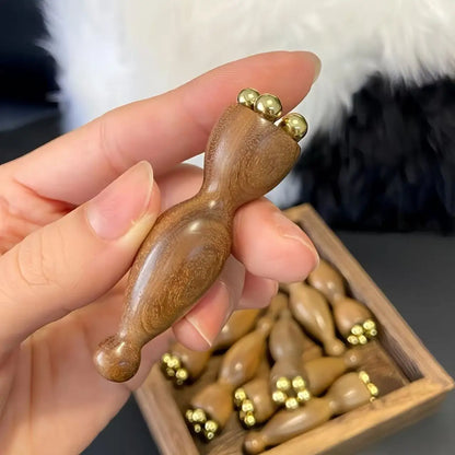 Lotus Seedpod Gua Sha Massager - Brass & Rosewood Facial Lifting Tool 0