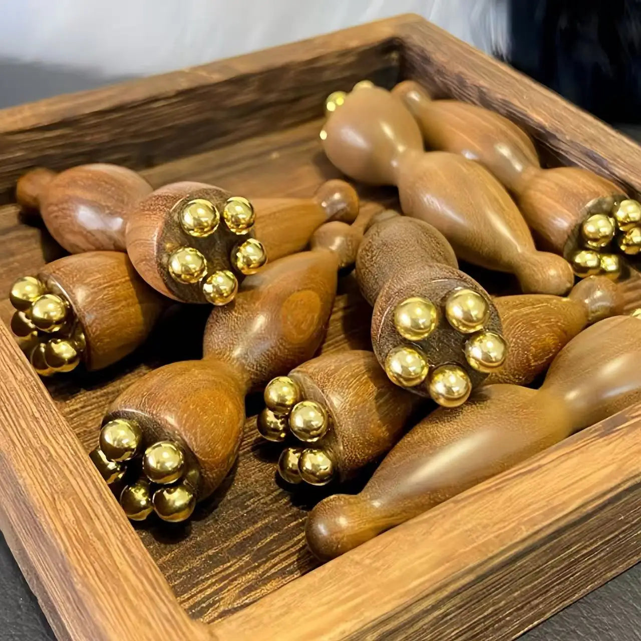 Lotus Seedpod Gua Sha Massager - Brass & Rosewood Facial Lifting Tool 3